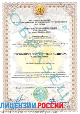 Образец сертификата соответствия аудитора №ST.RU.EXP.00014299-1 Вышний Волочек Сертификат ISO 14001